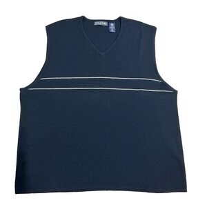STRUCTURE 100% Merano Wool Sweater Vest Sz XL Navy Blue Classic Preppy 80 90s